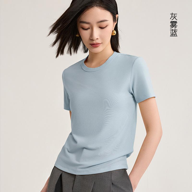 Tencel wool short-sleeved top is popular in women's summer, cool and bacteriostatic, with a small flying sleeve T-shirt inside.