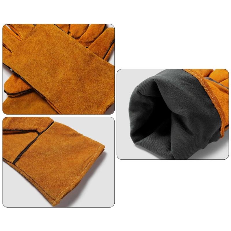 Long Sleeve Work Heat Resistant Fire Gloves Oven Mitts for BBQ Fireplaces Stove