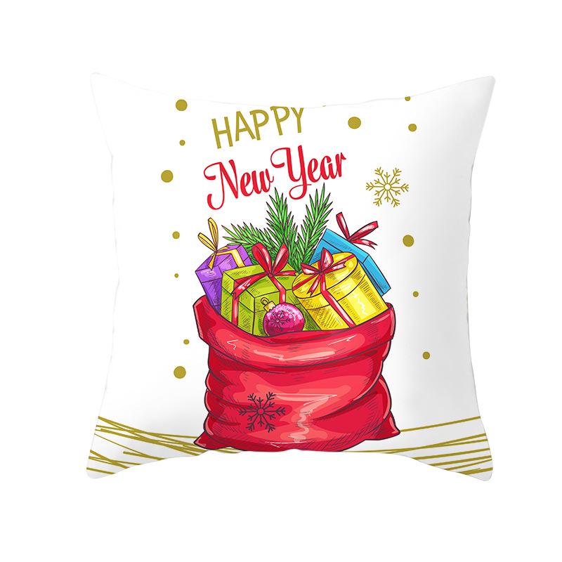 Christmas Peach Skin Pillow Cover Nordic Sofa Cushion Cover Cartoon Print Pillow Cover