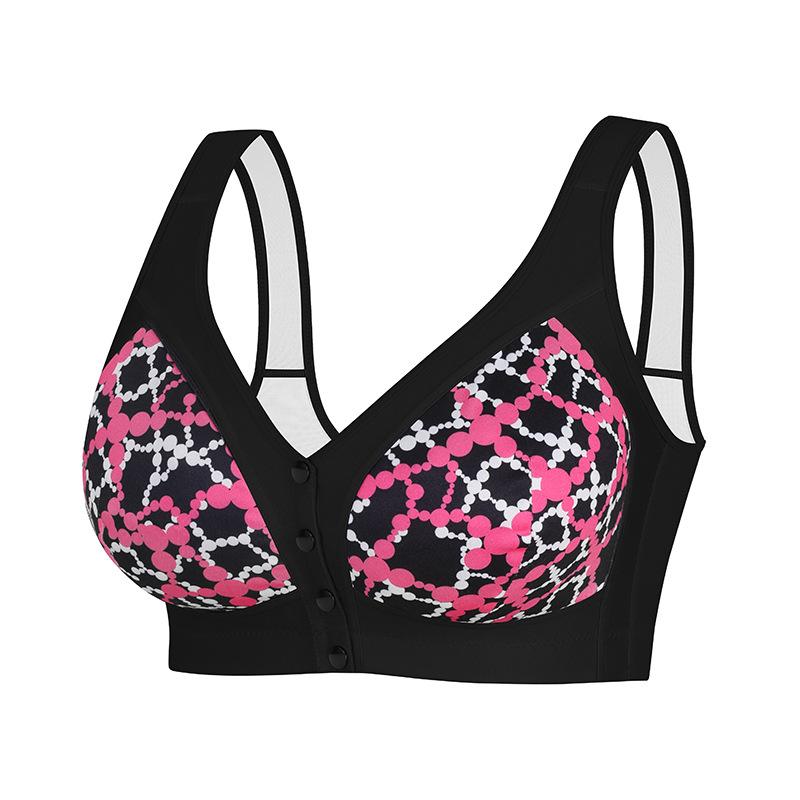 0XL-6XL Front-closure Wire-free Vest Style Printed Plus Size Underwear