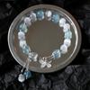 Aquamarine Cat's Eye Crystal Butterfly Bracelet with Sterling Silver and Tassel