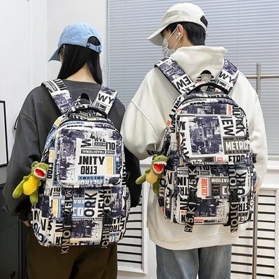 High School Backpack Boys Ins Trendy Cool Personality Graffiti College Student Schoolbag Women's Casual Simple Versatile Backpack