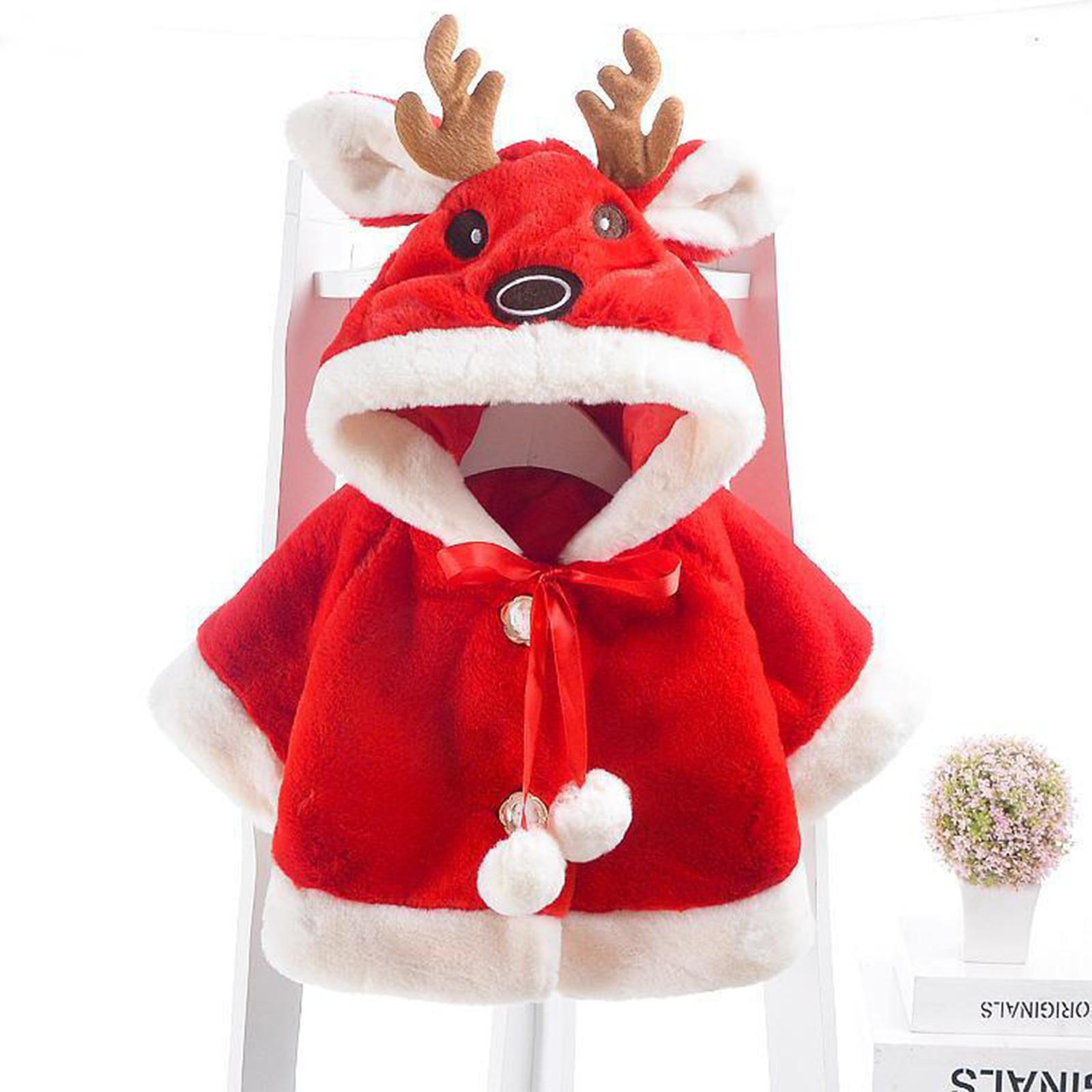 

Детский Рождественский костюм с оленем, плащ с капюшоном, накидка, халат, пальто для мальчиков и девочек 66 красный