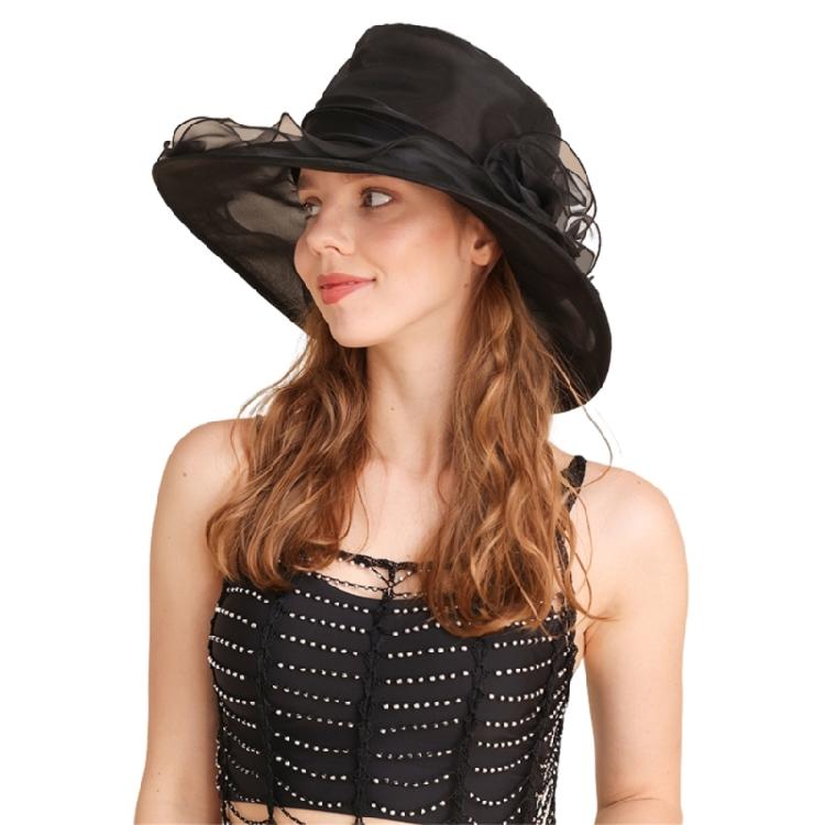 

Wide Brims Fascinator Hat Women Exaggerated Pillbox Hat Sun Protective Hat 1 чорний