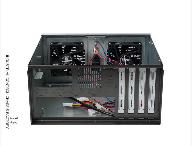 Wall-Mounted 4-Slot ITX CNC Industrial Computer Chassis, Silver-Gray