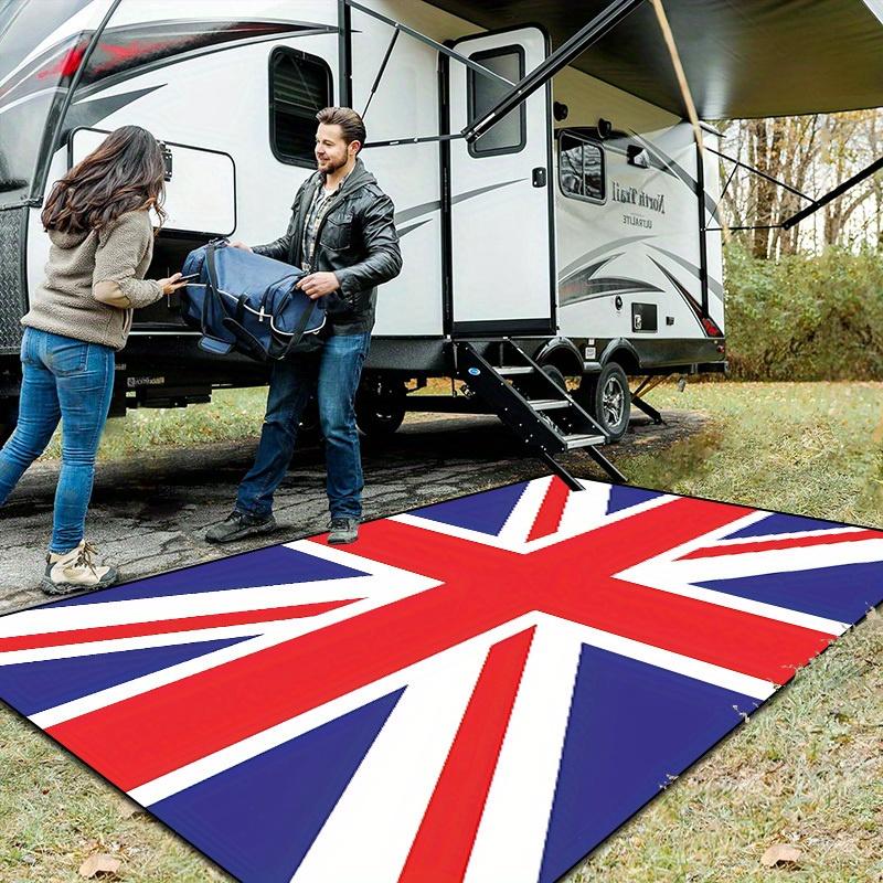British Flag Pattern Outdoor - 800g/m² High Quality Crystal Velvet Mat for Patio,Balcony,Camping,and Picnic - All-Season Durable Deck Mat Fo