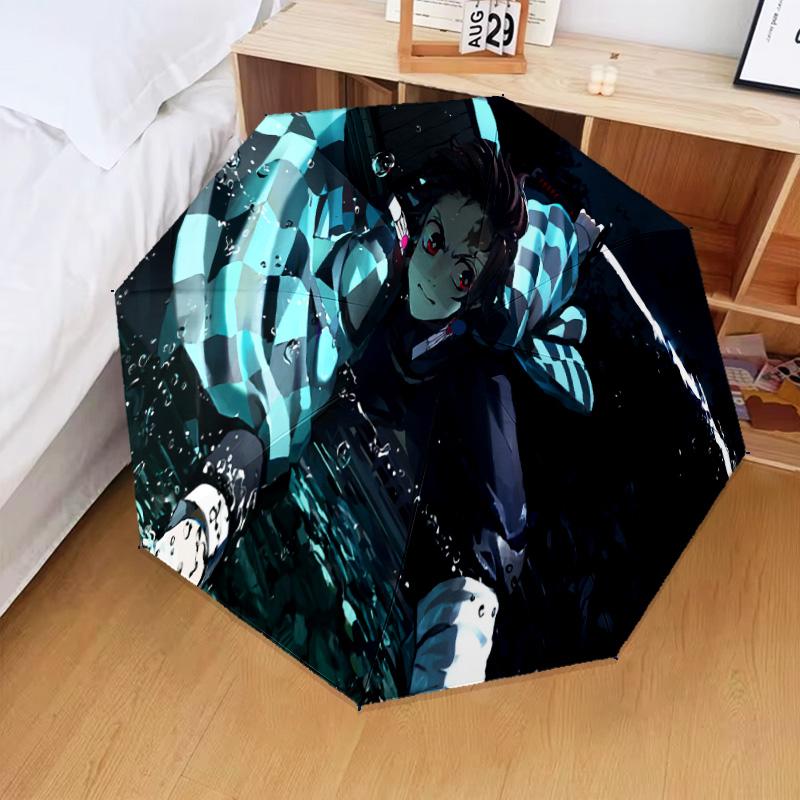 Nightmare Nezuko Slayer Automatic Folding Umbrella - 8-Rib Travel Umbrella with Auto Open/Close & Portable Gifts for holidays or birthdays