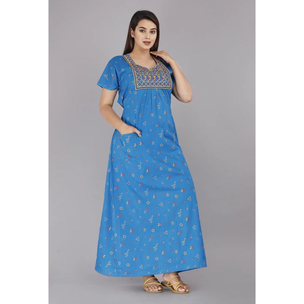 Abito Maxi Casual da Donna Indiana Bellissimo Vestito Notturno in Cotone Stampato Floreale