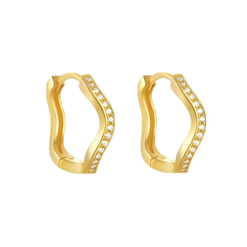 Mariasz Minimalist 6/8/10mm Classic Tiny CZ Irregular Wave Hoop Earrings Stackable Gold Earrings for Women Huggie Jewelry