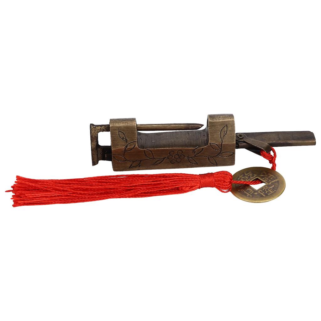 Chinese Antique Lock Retro Classic Pattern Design Bronze Brass Material 5x2cm/2.0x0.8in Horizontal