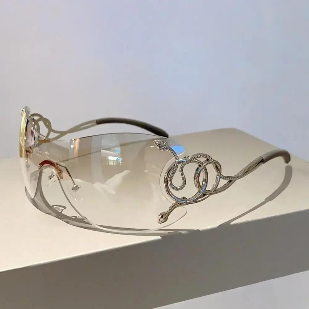 

Y2k Rimless Sunglasses Women Stylish Gradient Lens Outdoor Shades Trendy Luxury Brand Design Metal Frame Eyewear Goggle 2026 NEW Other серебряный