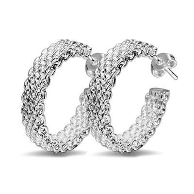 925 Silver Hoop Earring For Women Open Weave Earrings Silver Jewelry Gift