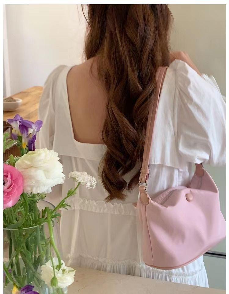 

ins одно плечо портативная сумка подмышкой женская ткань Оксфорд сращивание легкая сумка для пельменей однотонная маленькая свежая сумка