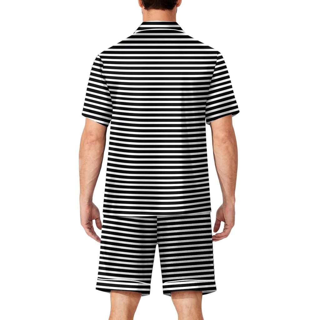 Men's Short Sleeve Pajama Set Button Down Shirt with Notched Collar and Matching Shorts Soft Lightweight Casual Sleepwear S to XXXXL