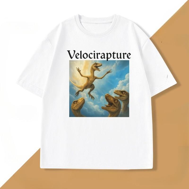 

Velocirapture Funny Dinosaur Graphic T-Shirt Unisex WOMEN Harajuku Cotton Short Sleeve Printed Tshirt Unisex Clothing Streetwear Tops 4XL