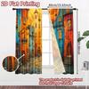 Set Of 2 Flat Printing Party Window Curtains Fairy Tale Village Digital Printed Polyester Drapes Decorations Perfect Curtain Made