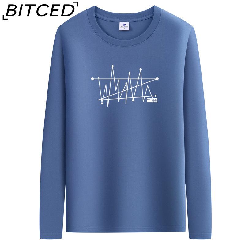 BITCED Men's Spring and Autumn Slim Trend Long-sleeved T-shirt Versatile O-neck Bottoming Shirt