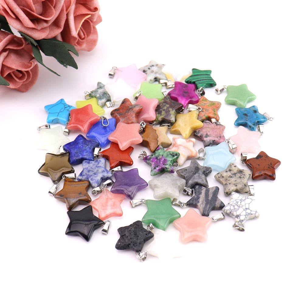 Agate Star Pendant Necklace Jewelry Powder Crystal Necklace Fashion Valentine'S Day Gift 20 * 6