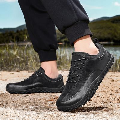 Neue atmungsaktive Leder-Freizeit-Geh-Sneaker Minimalistisches breites Zehenteil Barfußschuhe für Herren Damen Outdoor Null Sohlen Wanderschuhe