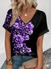 Women's T Shirt Print Floral Graphic Vintage Stylish Classic Short Sleeve V Neck Regular Tops