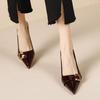 Burgundy temperament high heels women's spring and autumn 2025 new French temperament niche shallow mouth pointed thin heel single shoes
