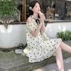 Women's Off-Shoulder Polka Dot Petite Dress – Summer 2026 Elegant French Style, Fluffy and Short