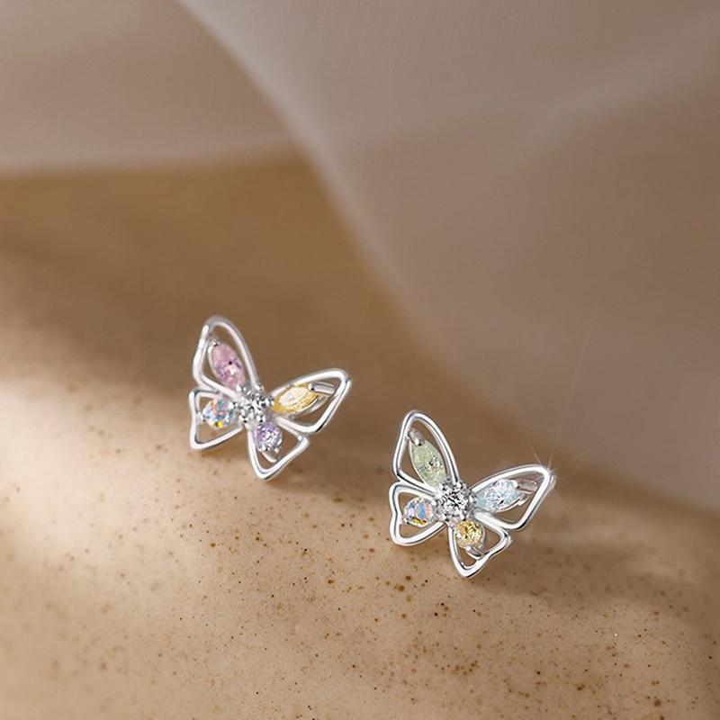 Cutout Zircon  Butterfly Earrings For Women Girls Wedding Party  Fine Jewelry Gift