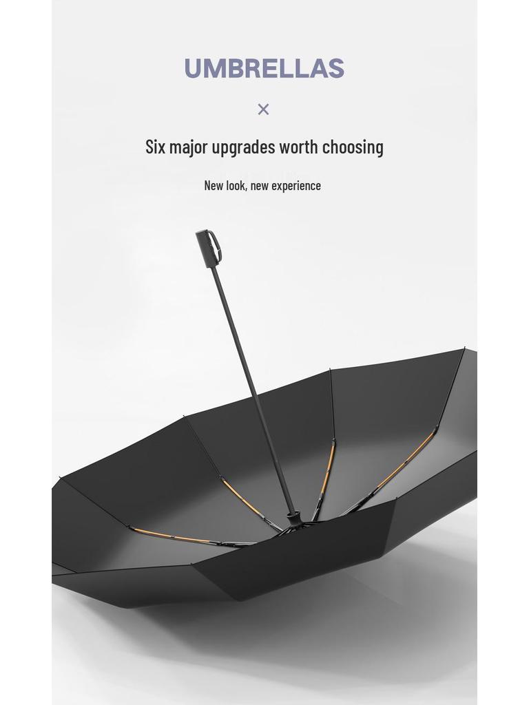 Three-Fold 20-Rib Black Glue Automatic Windproof Sun and Rain Umbrella for Customization