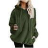 Women's Fashionable Warm Fleece Solid Color Hoodie Zipper Pocket Casual Sweatshirts