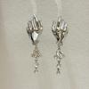 Vintage Creative Hand Shape Dangle Earrings For Women Fashion Gothic Jewelry Crystal Tassel Pendant Earrings Accessory Gift