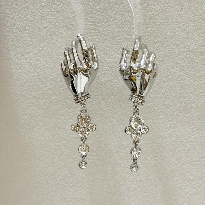 Vintage Creative Hand Shape Dangle Earrings For Women Fashion Gothic Jewelry Crystal Tassel Pendant Earrings Accessory Gift