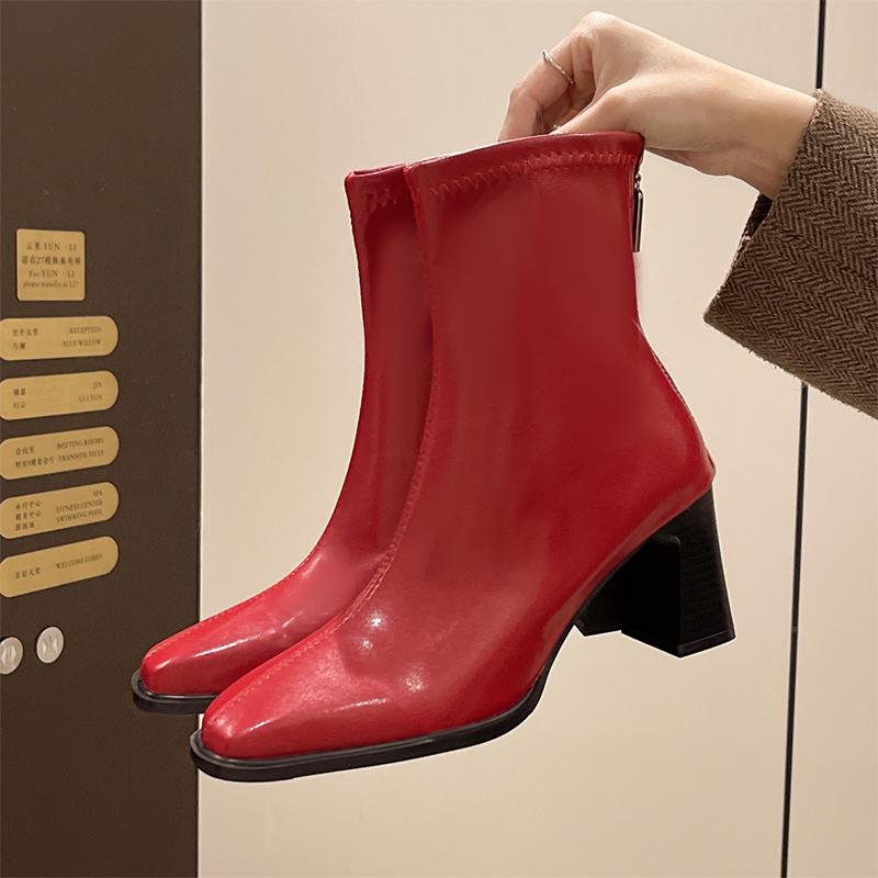 Ankle Boots for Women High Heels Dress Shoes for Woman Chunky Luxury Pumps 2025 Winter Designer Chelsea Botas De Mujer