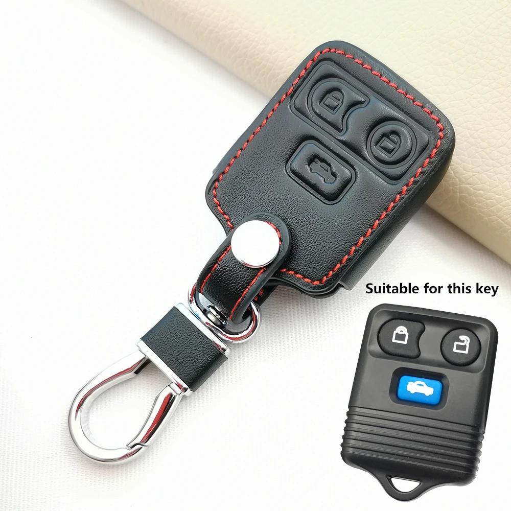

3/4 Buttons Leather Car Remote Key Case Cover For Ford Focus Complete Escape Explorer Mustang Thunderbird Lincoln Transit Town