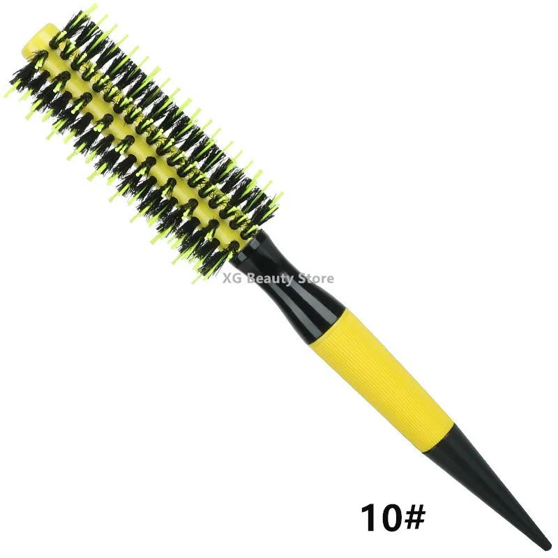 1/6pcs Yellow Boar Bristle Hair Comb Professional Round Hair Brush Curling Combs Woman Hair Curlerl Hairdresser Styling Tool