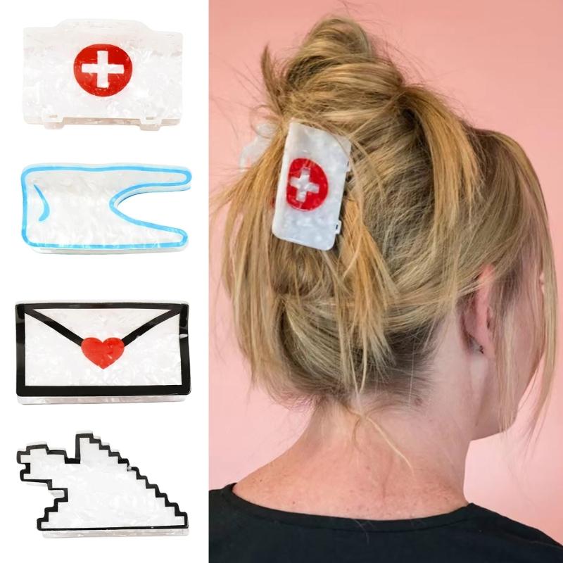 Internet Celebrity Taking Photo Ponytail Hair Claw with Shimmering Novelty Shape Hair Catch for Woman Teens Ponytail