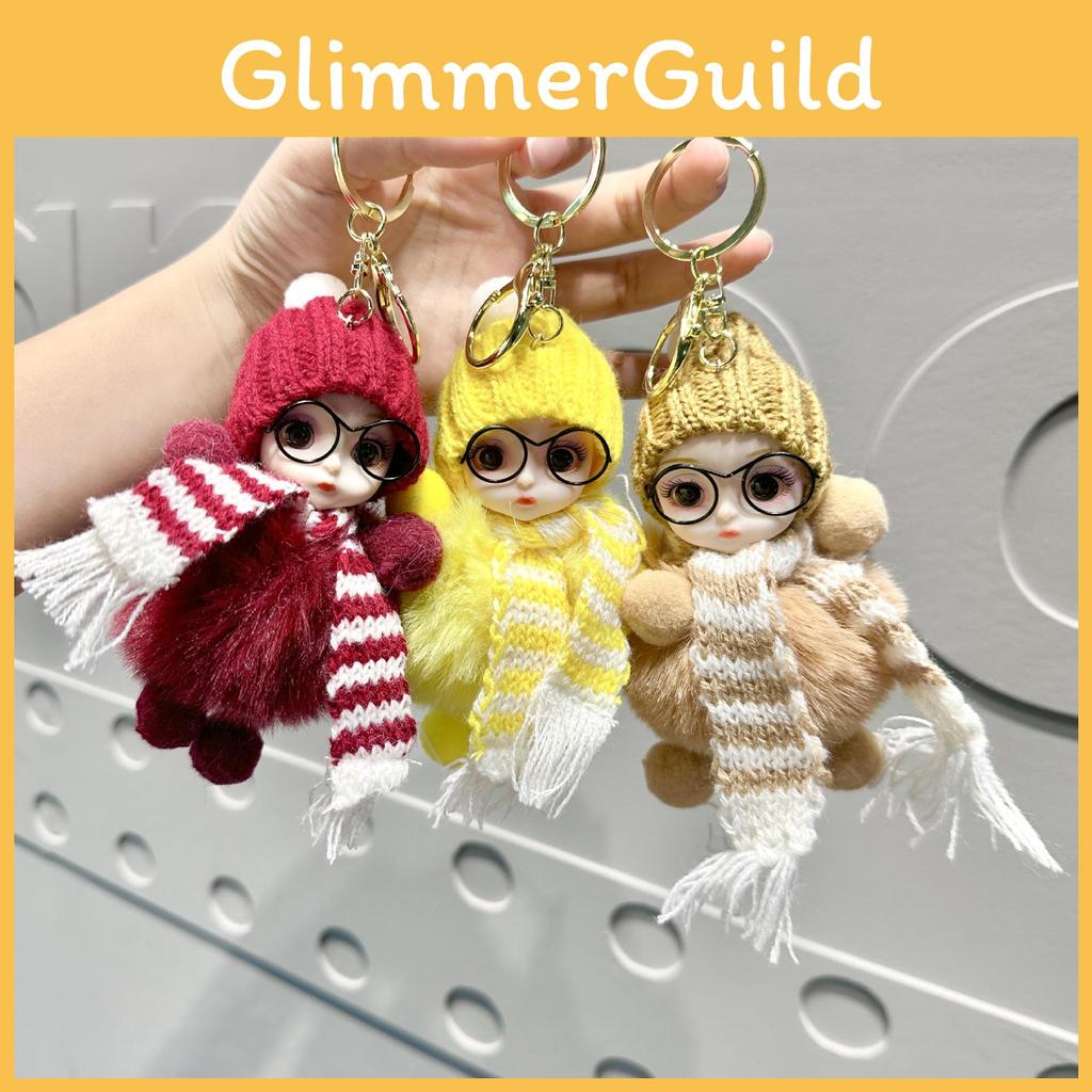 Big Plush Fun Eye Doll Keyring Colorful Scarves Unique Accessory For Bags Keys And