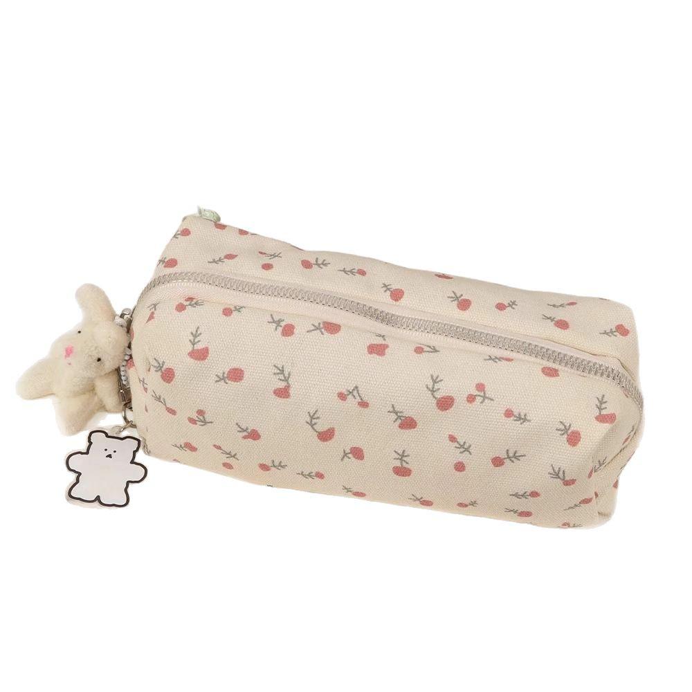 Floral Pencil Case for Female Students: Large Capacity, Sweet & Lovely Cosmetic Storage Bag