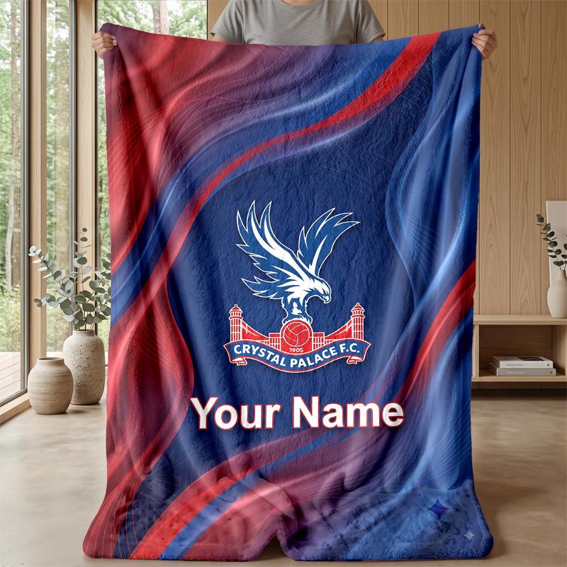 Custom Text Flannel Throw Blanket, Lightweight Cozy Bed Sofa BlanketCrystal Palace