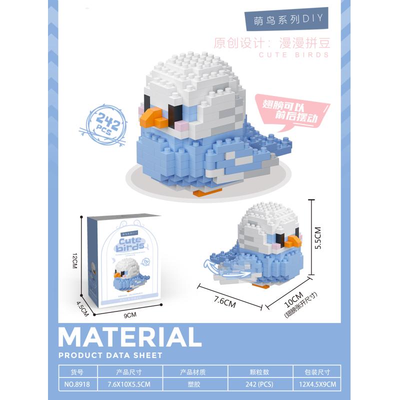 Cute Colorful Parrot Small Particle Building Block Micro Blocks Toys Sets Animals 3D Models Ornament Gifts