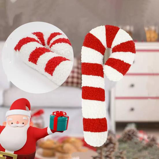 Χριστουγεννιάτικο Μαξιλάρι Καραμέλας Διακοσμητικό Μαξιλάρι Ρίψης σε Σχήμα Μπαστουνιού Καραμέλας Χαριτωμένο Βελούδινο Μαξιλάρι Μέντας για Καναπέ Σαλόνι Χριστουγεννιάτικη Διακόσμηση