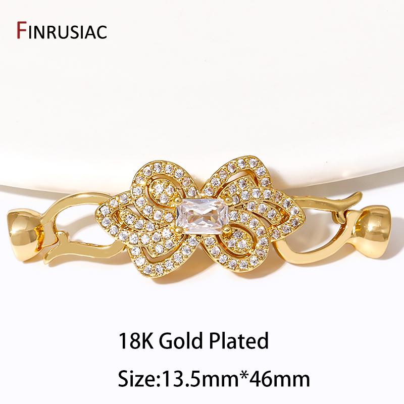 

Trendy 18K Gold Plated Brass Fastener Closure Lock Clasps Accessories For DIY Women Beads Pearls Jewelry Making Material 1 piece