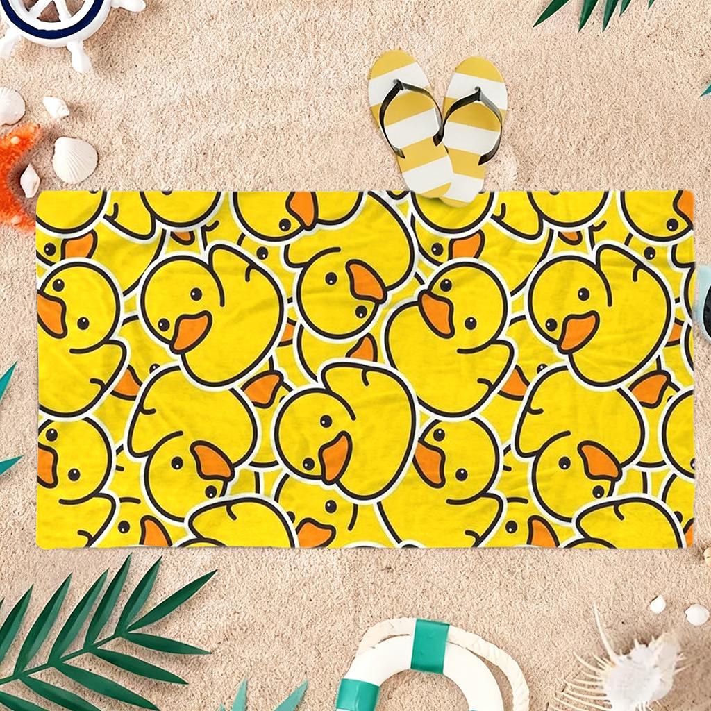 Süßes gelbes Gummi-Enten-Print Strandtuch Schnelltrocknendes Mikrofaser-Badetuch