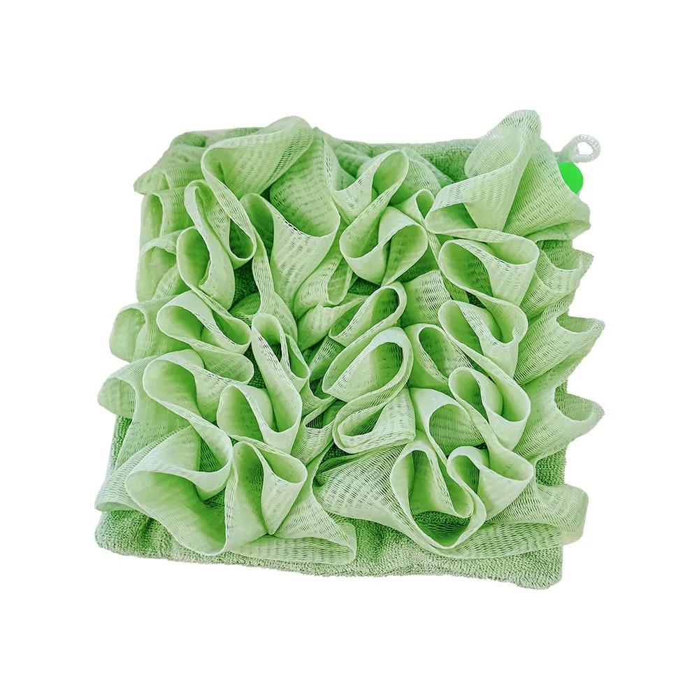 Two-in-one Bath Towel Can Put Soap Bath Ball Portable Double-sided Bath Flowers Skin Care Exfoliation Body Scrub Containers