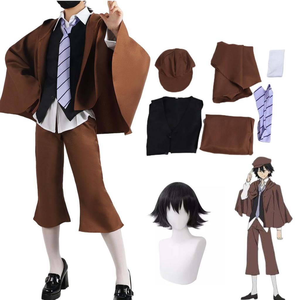Bungo Stray Dogs Edogawa Ranpo Cosplay Costume Set with Hat and and Shoes Armed Detective Agency Disguise Popular Anime Costume for Cultural School