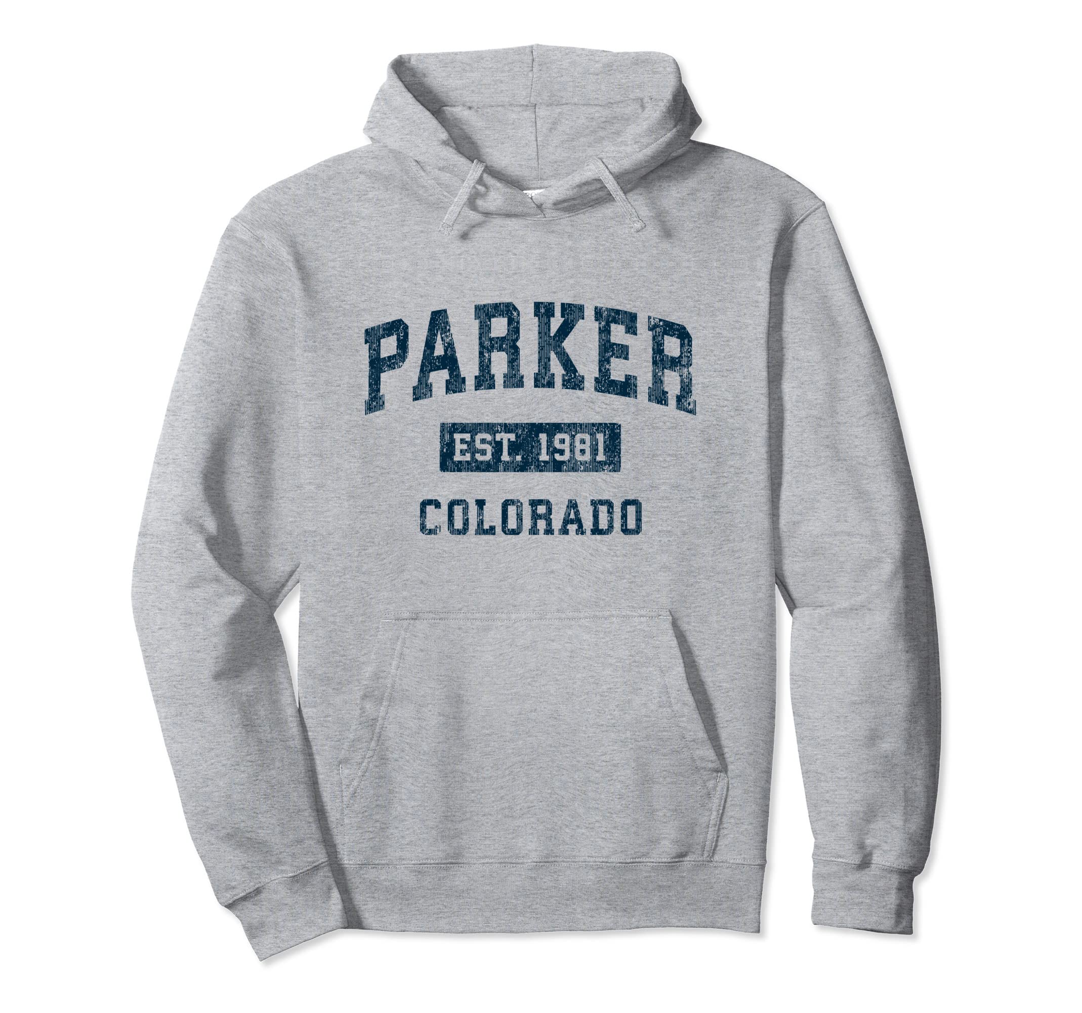 

Parker Colorado CO Vintage Sport Design Navy Print Hoodie