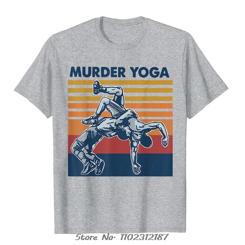 Wrestling Murder Yoga Funny Gift T-Shirt Beach Top T-Shirts Tops Tees For Students Oversized Cotton Holiday T Shirt Streetwear