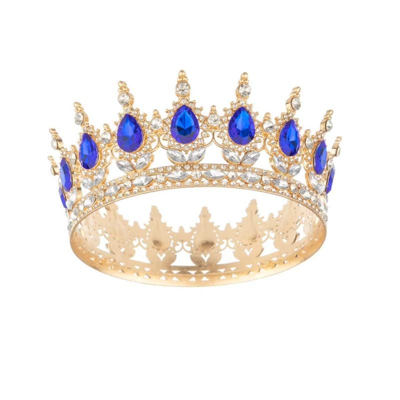 Big Crown Bridal Wedding Tiara Colorful Round Tiara Birthday Cake Decorative Ornament Queen Atmosphere
