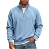 Mens Minimalist Half-Zip Hoodie Japanese Streetwear Style Casual Pullover Sweater Fall