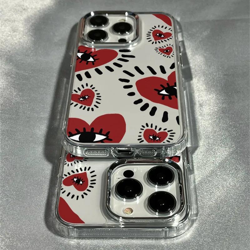 For IPhone 17 16 15 14 13 12 11 Pro Max Cases Red Eye Pattern Transparent Phone Cover For IPhone 15 Plus 16E 17 Air Soft Fundas