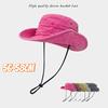 Sombrero de Pescador de Mezclilla Coreano Protección Solar Cuerda a Prueba de Viento Para Mujeres Verano Retro Lavado Borde Enrollado Exterior Camping Escalada Sombrero para el Sol